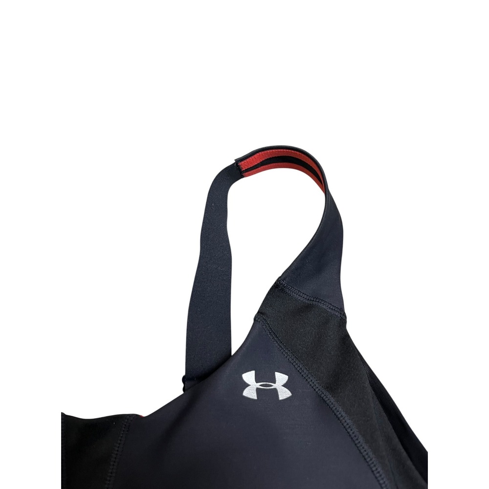 Under Armour High Impact Sports Bra Black Red Molded Cup Adjustable Straps - Picture 3 of 5